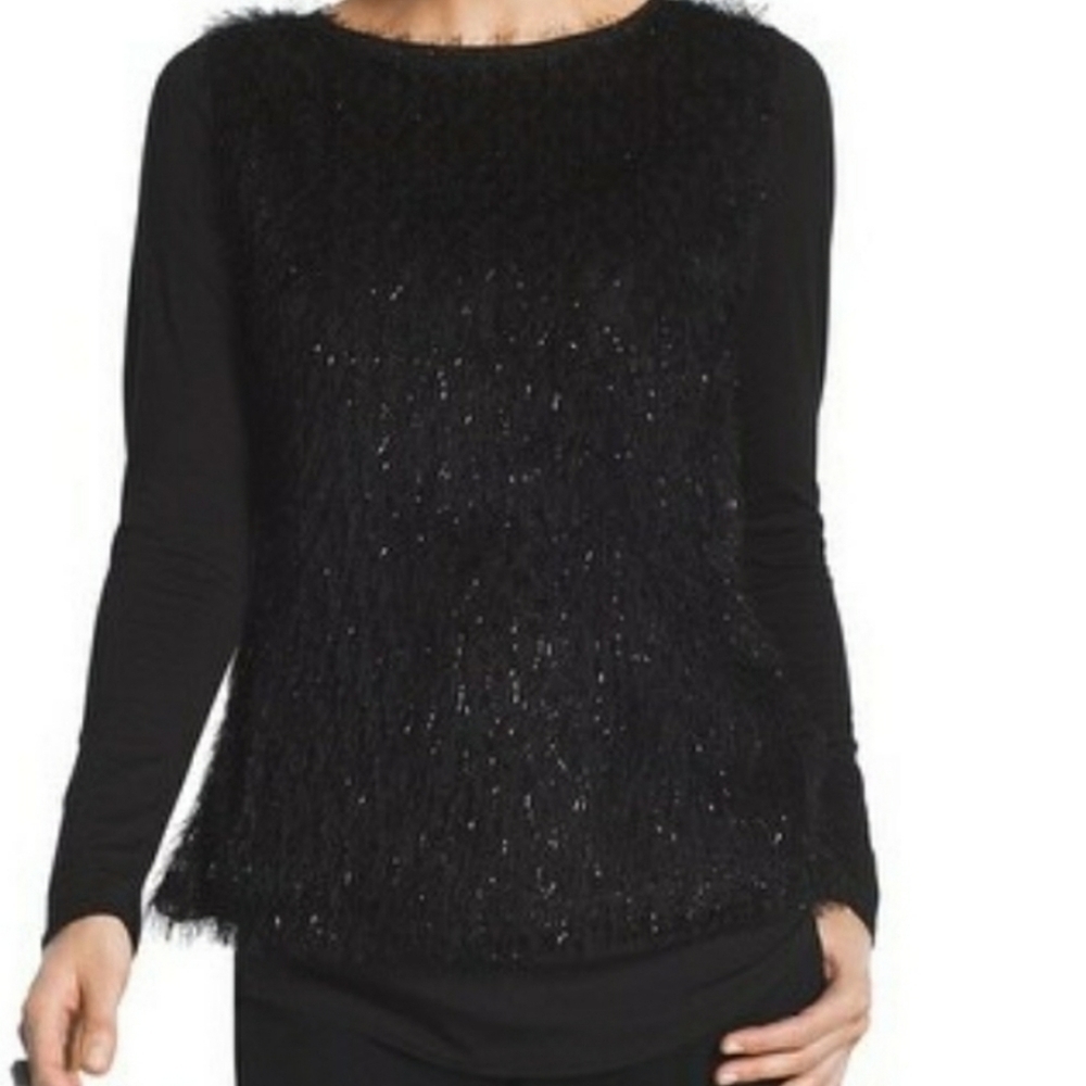 Chico's Sydney Shine Top Hi-Low Long Sleeve Blouse
